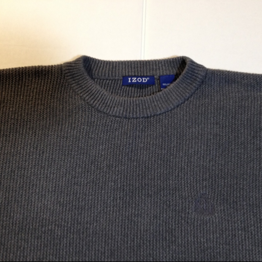IZOD Dark Gray 100% Cotton Knit Crew Neck